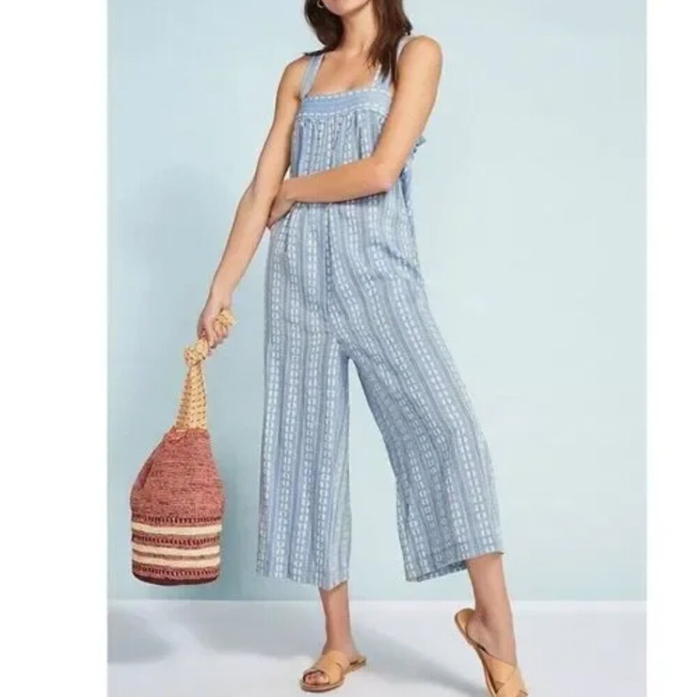 NWOT Anthropologie Seafolly Dobby Embroidered Jumpsuit Size Small